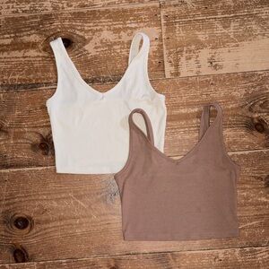 SHEIN Cream and Brown Crop Tops